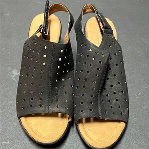 Comfortiva Black Perforated Sandals